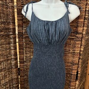 Bodycon Style Dark Denim Color Fitted Dress Emory Park Brand Sz M Linen
